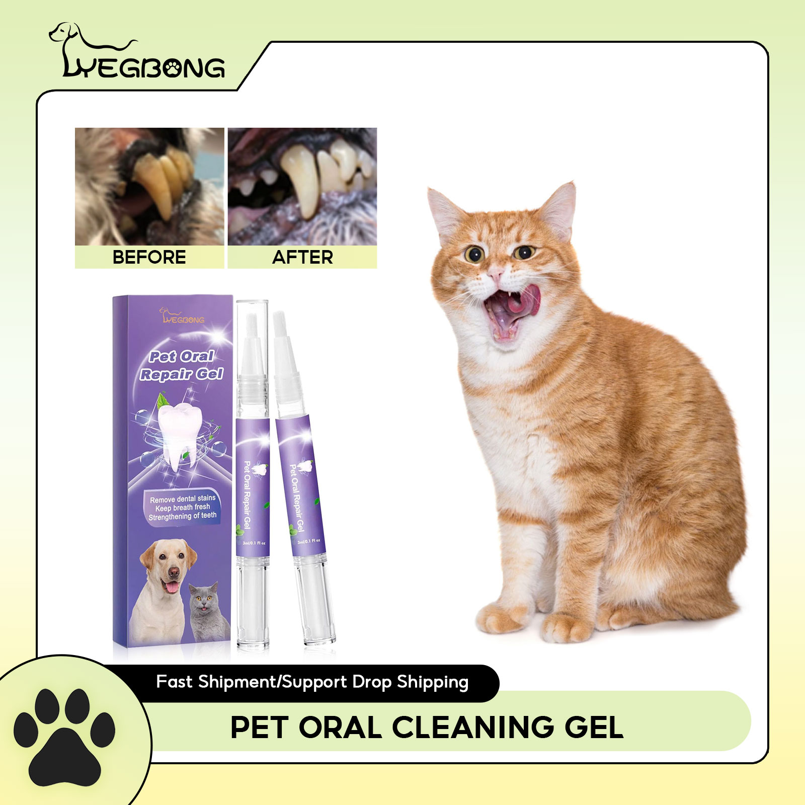 Teeth Whitening Gum - Gel de réparation orale pour animaux