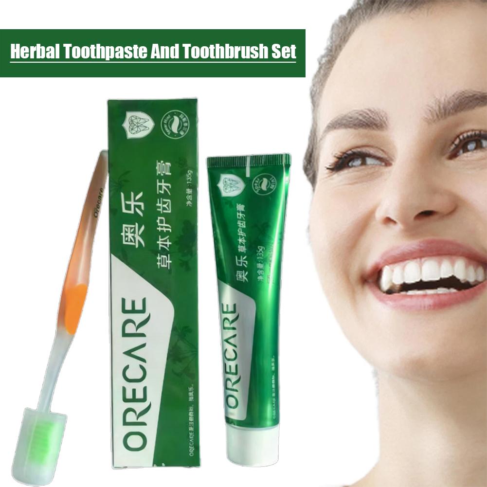 Teeth Whitening Toothpaste - Dentifrice Herbal Rooibos Menthe avec Brosse