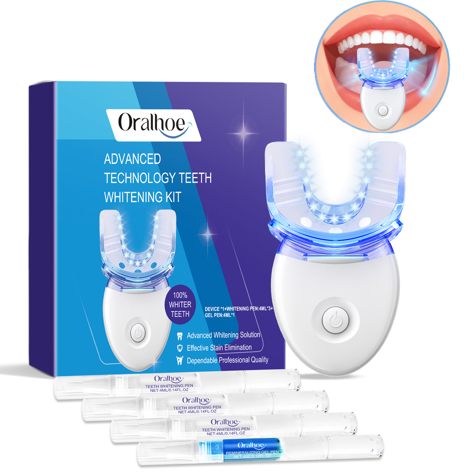 Teeth Whitening Gum - Kit professionnel de lumière LED de